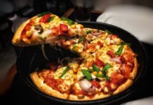 Pizza in a cast iron pan