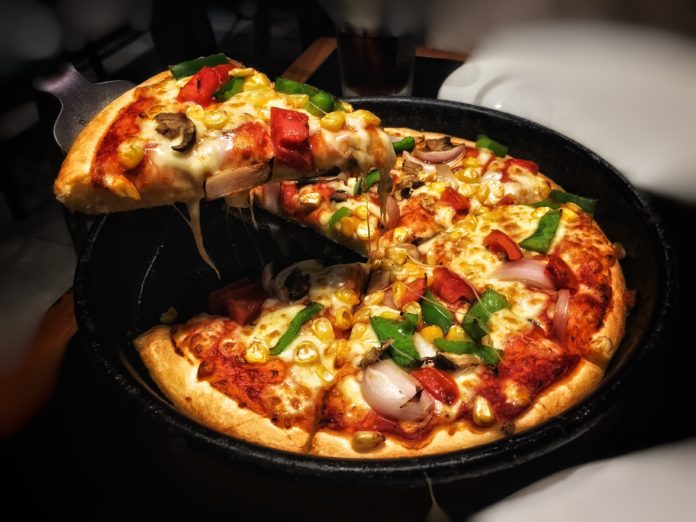 Pizza in a cast iron pan
