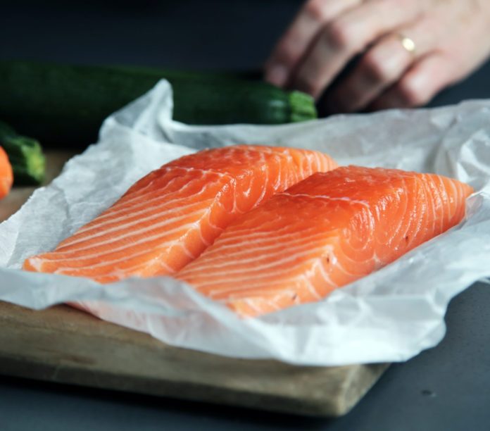 Salmon on a tray