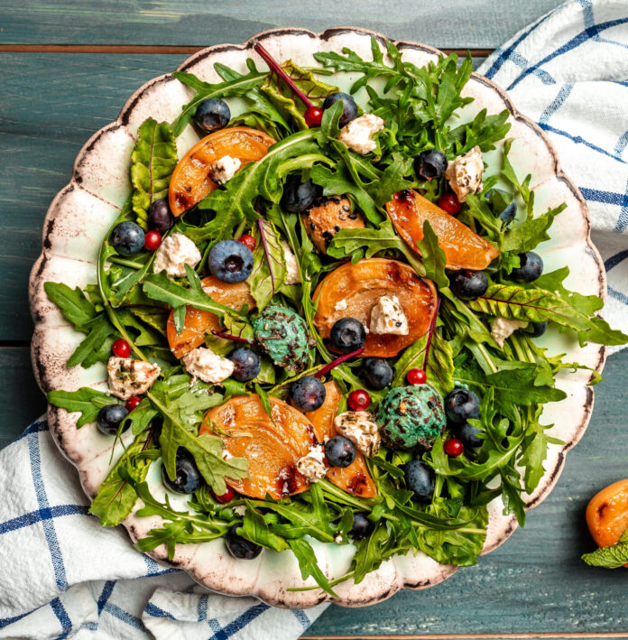 Summer salad with apricots
