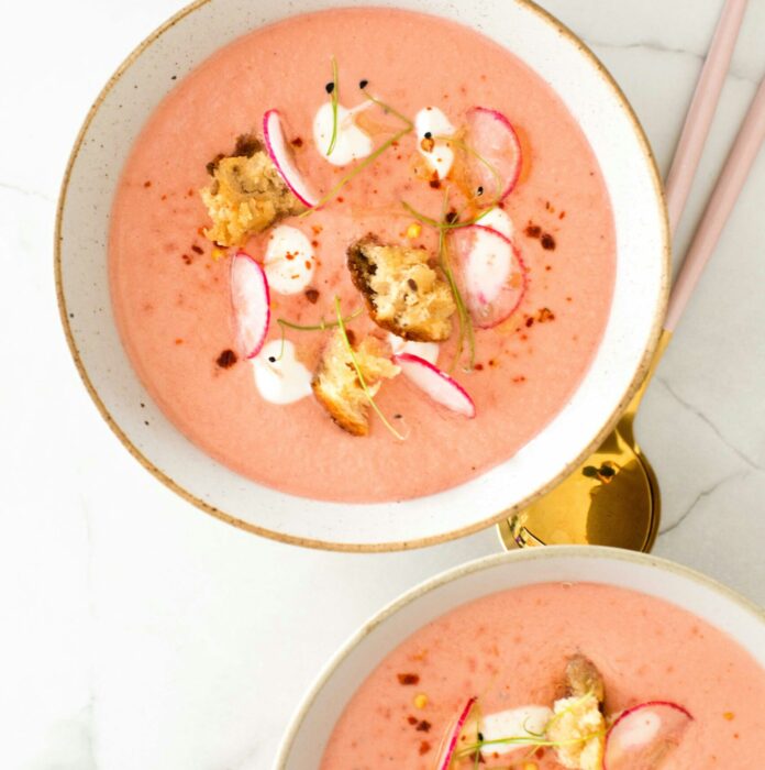 Vegan Pink Radish Gazpacho by Karolin Silja Baitinger (Bakd&Raw)