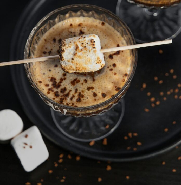Chocolate cocktail with roasted marshmallow