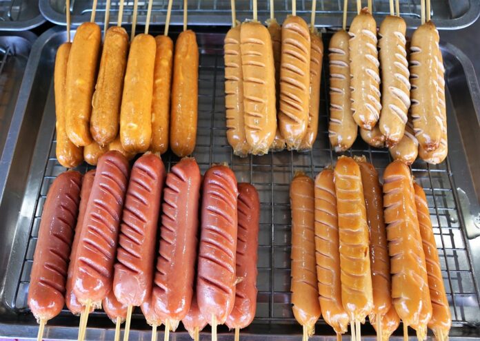 Sausages on the grill